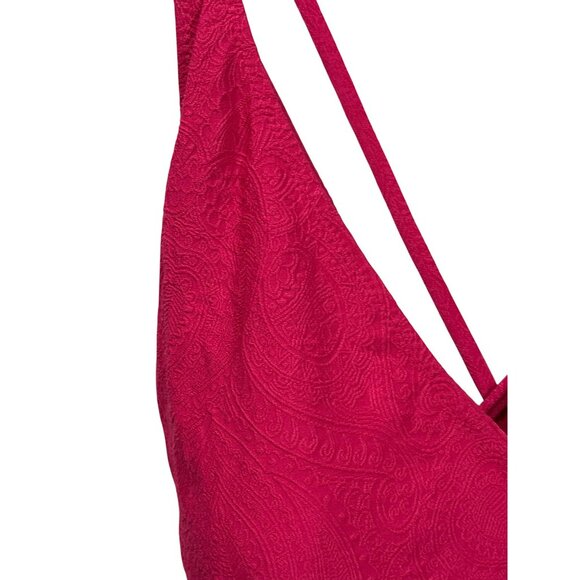 Tropical Escape Plus Womens Pink Strappy Tankini Swim Top 22 Paisley Texture New - Picture 2 of 8